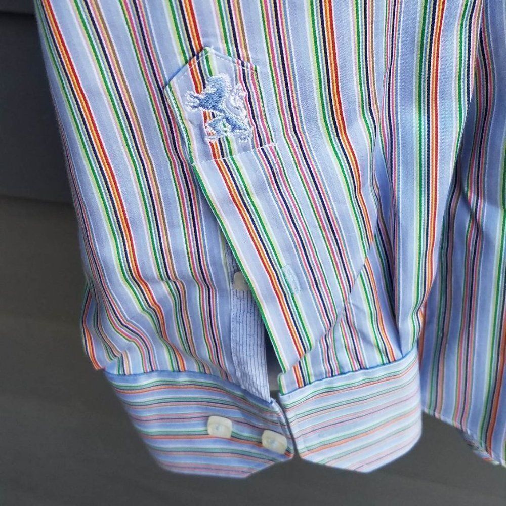 Luxury Men's Bugatchi  Striped Button Down Dress Shirt Size XXL - Picture 8 of 11